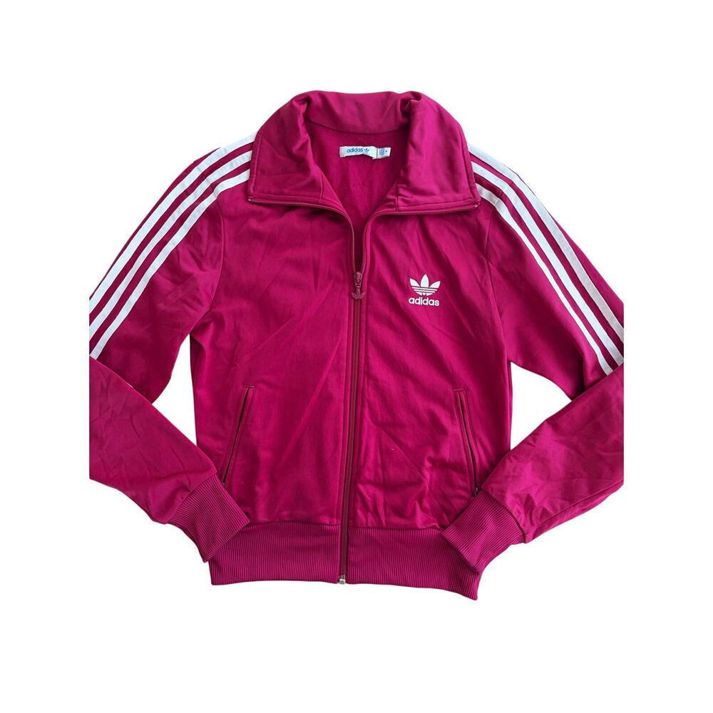 vintage Y2K adidas originals big logo track jacket pink white trefoil small